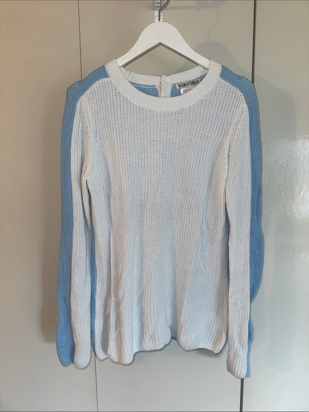 Two-Tone Sweater with Gold Buttons